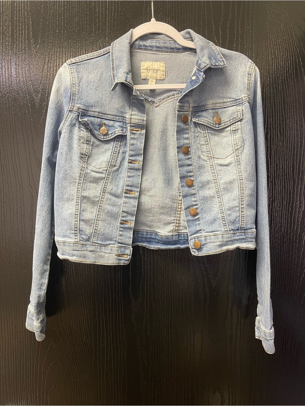 Jessica Simpson Light Blue Denim Jacket - Cropped Button-Front